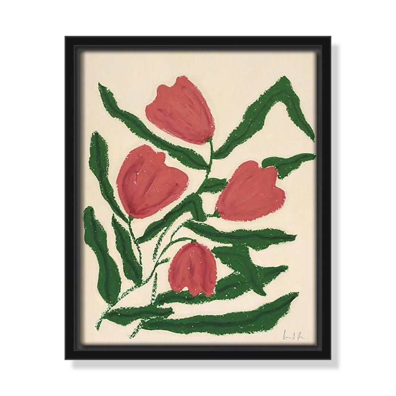 «Colette Red Tulips Print» par Camilla Bergqvist, H 11,5 po x l 9,5 po, Noir