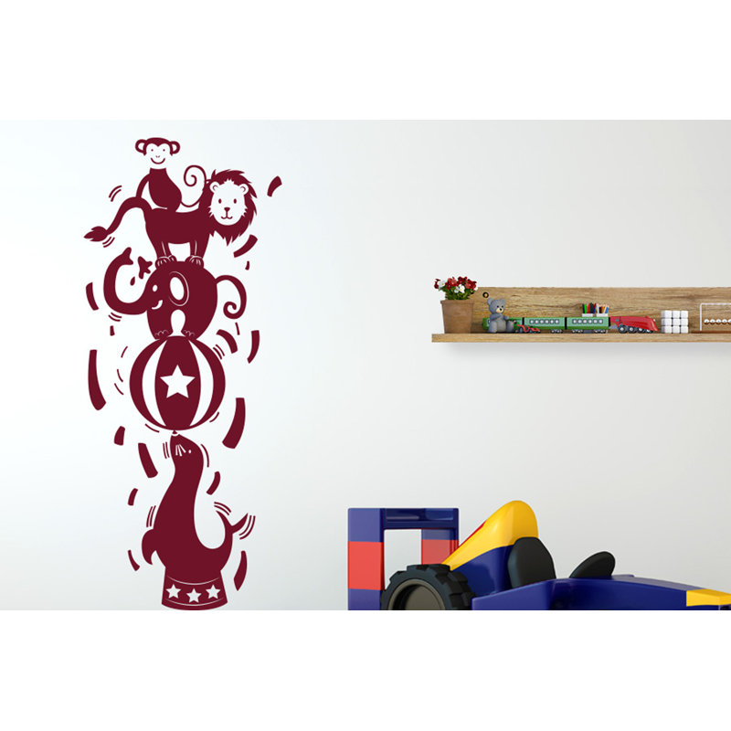 Animals Wall Decal, Burgundy