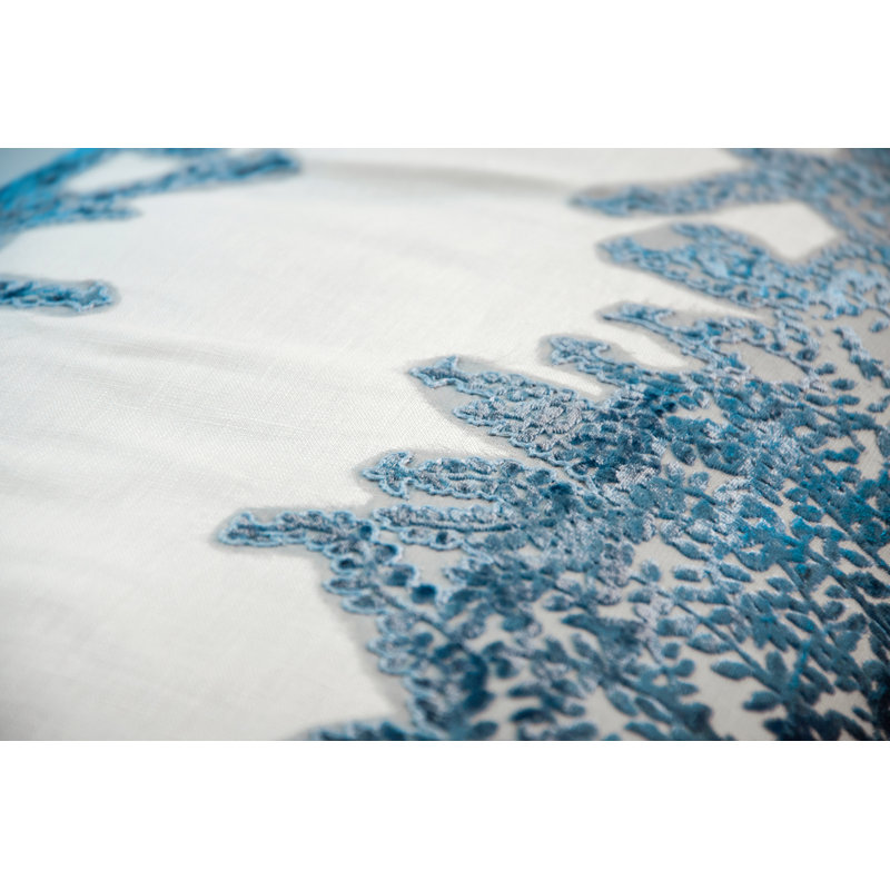 Ferns Floral Linen Throw Pillow, Azul, Rectangle 16" H x 36" W