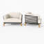 Grand fauteuil d'extérieur 40,5 po en aluminium thermolaqué avec coussins de siège épais de 5,85 po