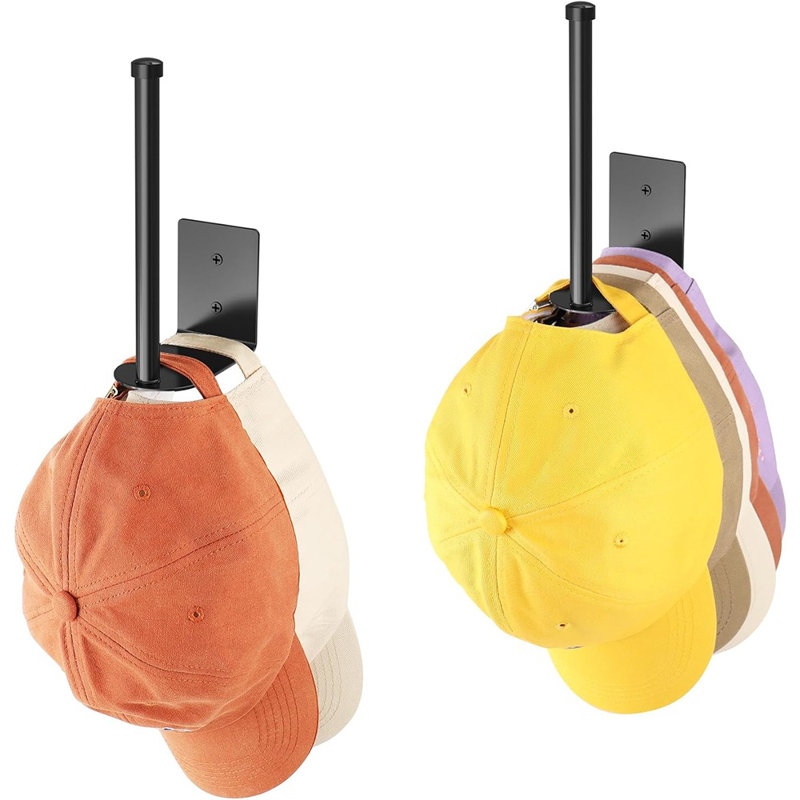 Ensemble de 2 organisateurs de chapeaux - Support à capuchon durable en acier inoxydable pour rangement dans une armoire, une porte ou une chambre à coucher