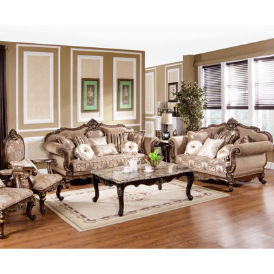  Demetrius Upholstered 3 Piece Living Room Set 