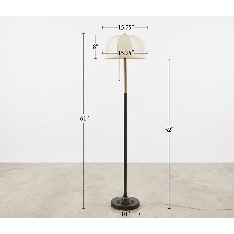 Lampe sur pied avec abat-jour cannelé