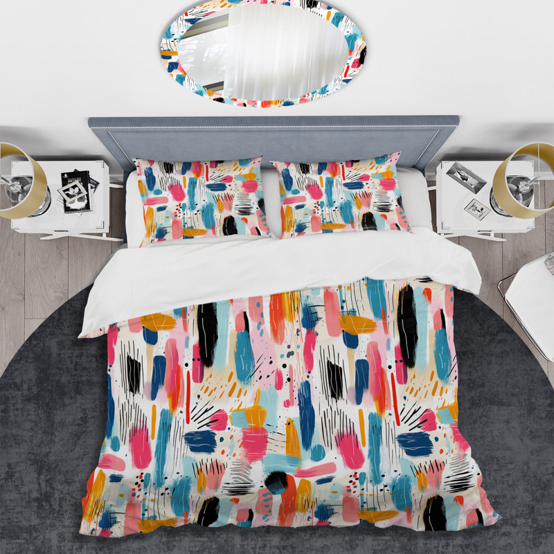 Ensemble de housse de couette Paint Stripes Playfull Harmony I, Housse de couette pour très grand lit et 2 très