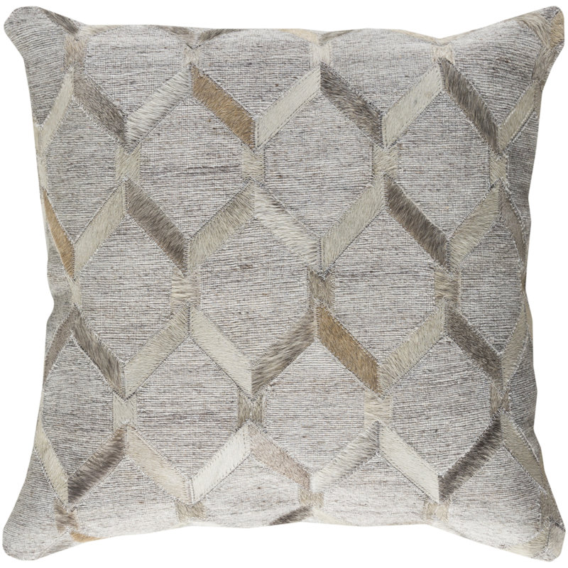 Medora Geometric Reversible Throw Pillow, Light Gray/Cream, 18" H x 20" W x 20" D, Polyester/Polyfill