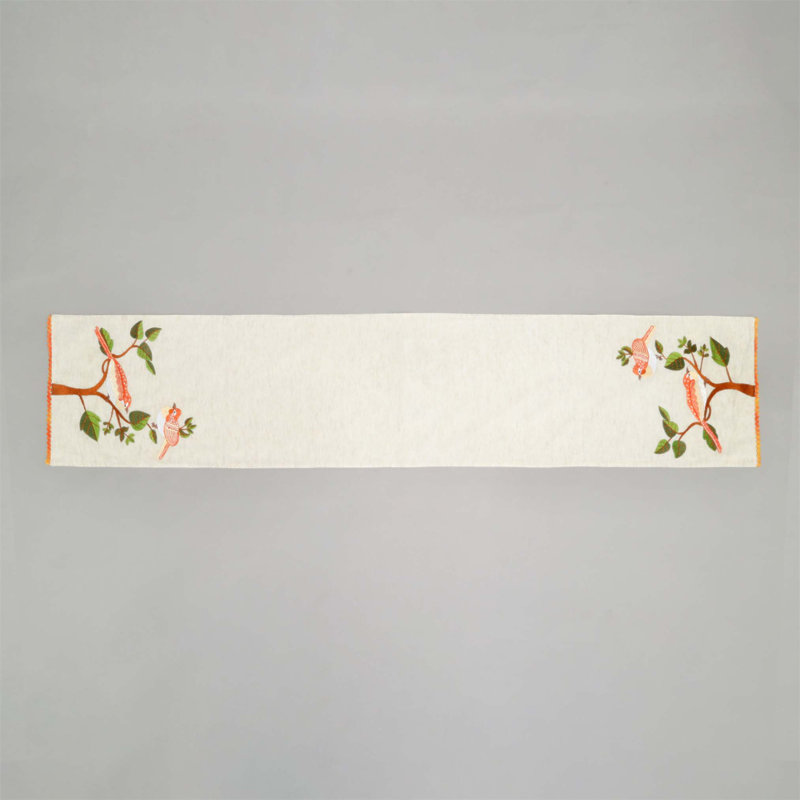 Chemin de table brodé Bird