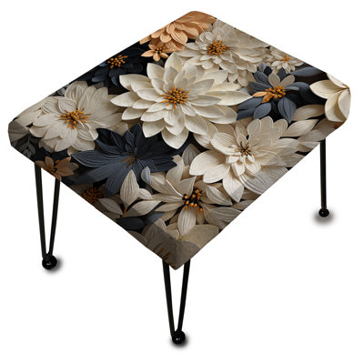 White And Gold Tropical Floral Paradise II - Floral Rectangle Ottoman