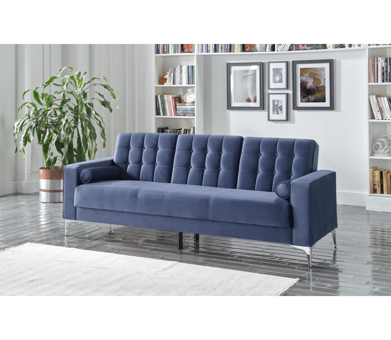 Canapé Goldson Vika gris, 100 % polyester bleu marine