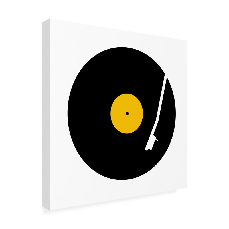 Carré de divertissement abstrait en vinyle jaune, H 14 po x l 14 po x P 2 po