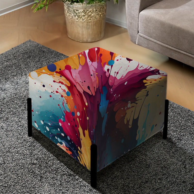 Multicolore peinture éclaboussure tourbillon harmonie - repose-pieds carré abstrait