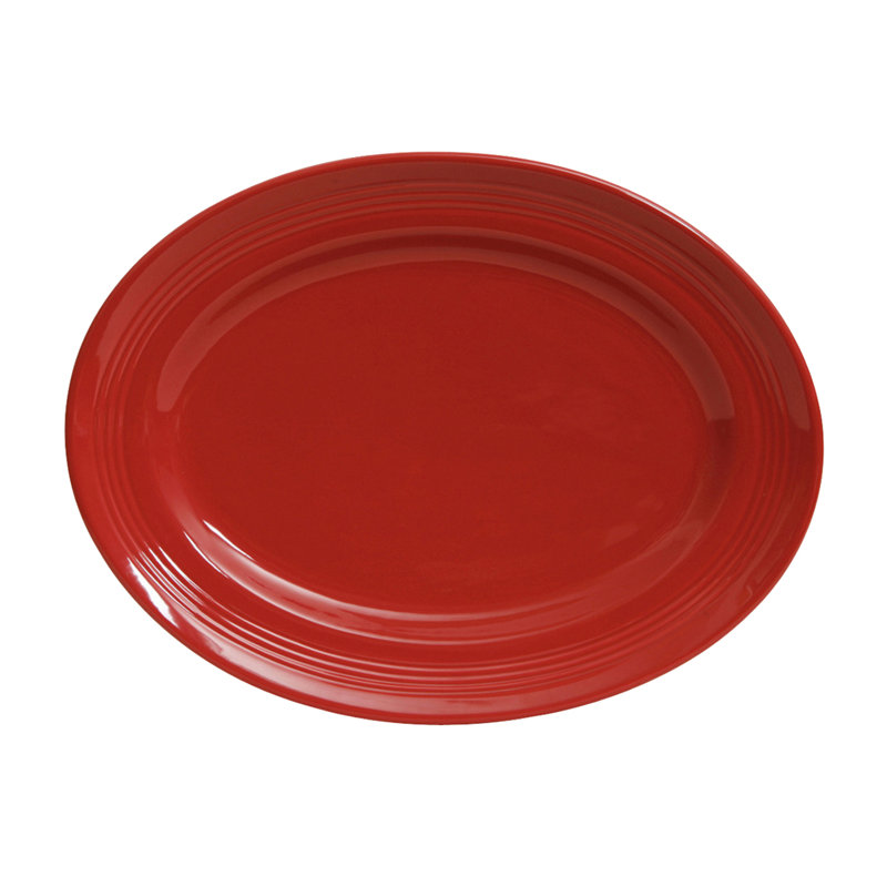 Tuxton Concentrix Ceramic Platter, Red