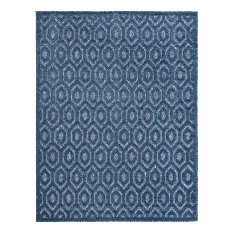 Tapis intérieur / extérieur bleu marine Heckstall, Rectangle 7 pi 10 po x 10 pi