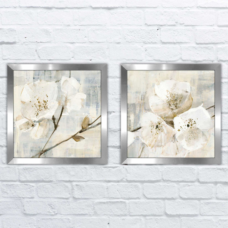 " Elegance I Greige " 2 - Pieces, 16.5" H x 33" W, No Mat