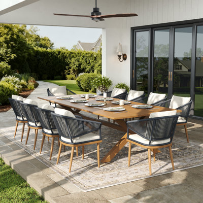 Rectangular Outdoor Dining Set With Cushions