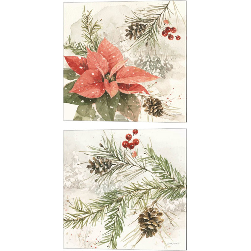 «Poinsettia Village A» par Lisa Audit - Ensemble de 2 toiles tendues