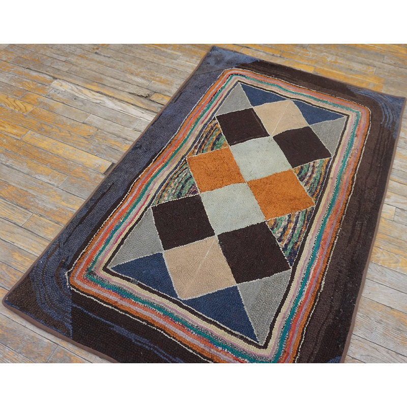 Tapis antique en laine American Hooked
