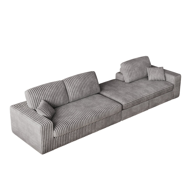 Canapé en velours côtelé modulaire de 114,5 pi, canapé réversible à siège inclinable, canapé 2 en 1 avec fauteuil inclinable et canapé en forme de L avec trois coussins décoratifs et deux coussins décoratifs