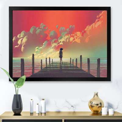 Video Game Fantasy Pier Scenery " Video Game Fantasy Pier Scenery " Painting Print