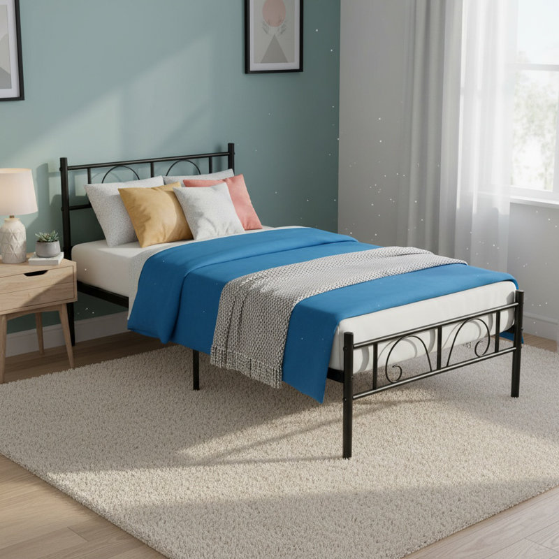 Metal Bed Frame with Headboard, Single (3')