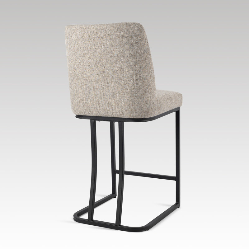 Upholstered Counter & Bar Stool With Backs, Sand