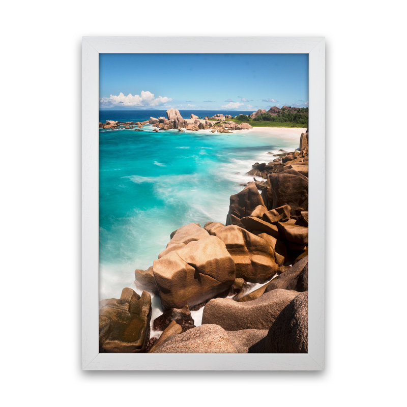 Secret Beach Portrait by Karsten Wrobel - Print on Canvas, White Framed, 63cm H x 46cm W x 3cm D