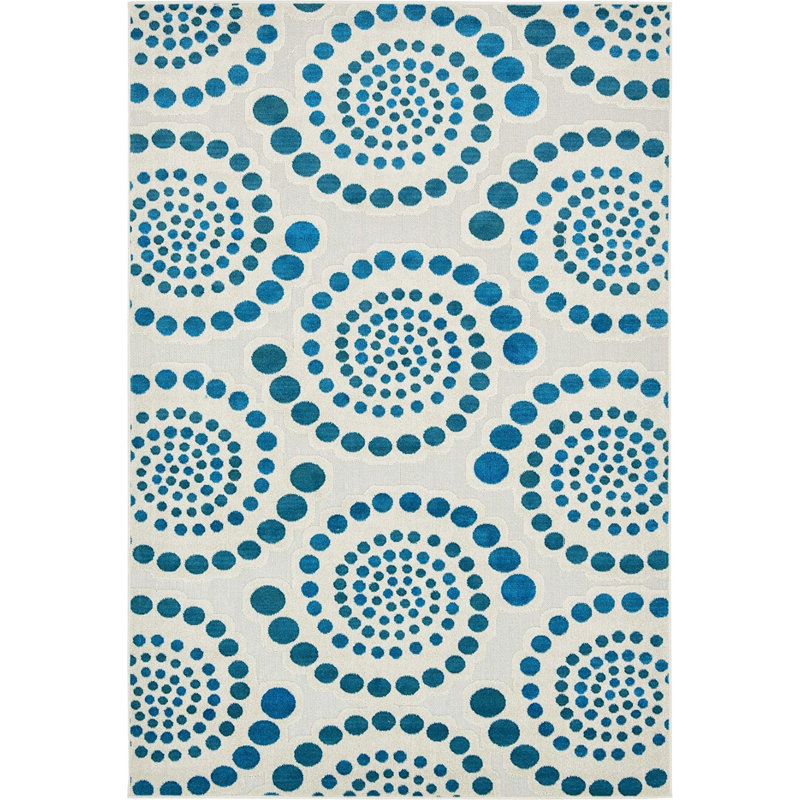 Outdoor Veranda Area Rug Swirl Colour, Rectangle 6' x 9'