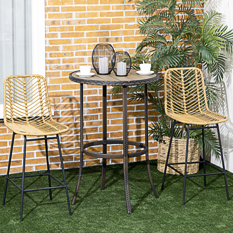 Ensemble de 2 tabourets de bar en rotin