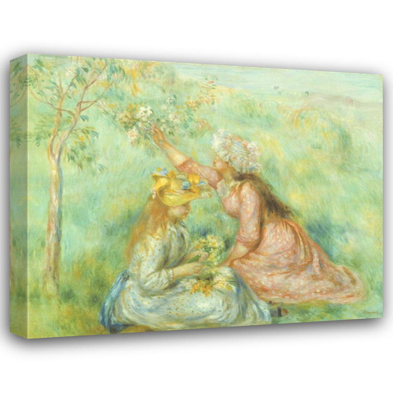 Filles cueillant des fleurs dans un pré, vers 1890 MCG-PF1072, H 19 po x l 24 po