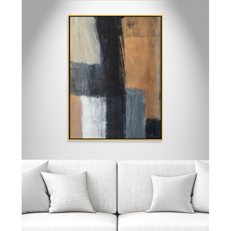 Calderon Karl Metallic Slate II par Print, Cadre flottant doré, Pas de tapis, H 41,5 po x l 31,5 po x P 2 po