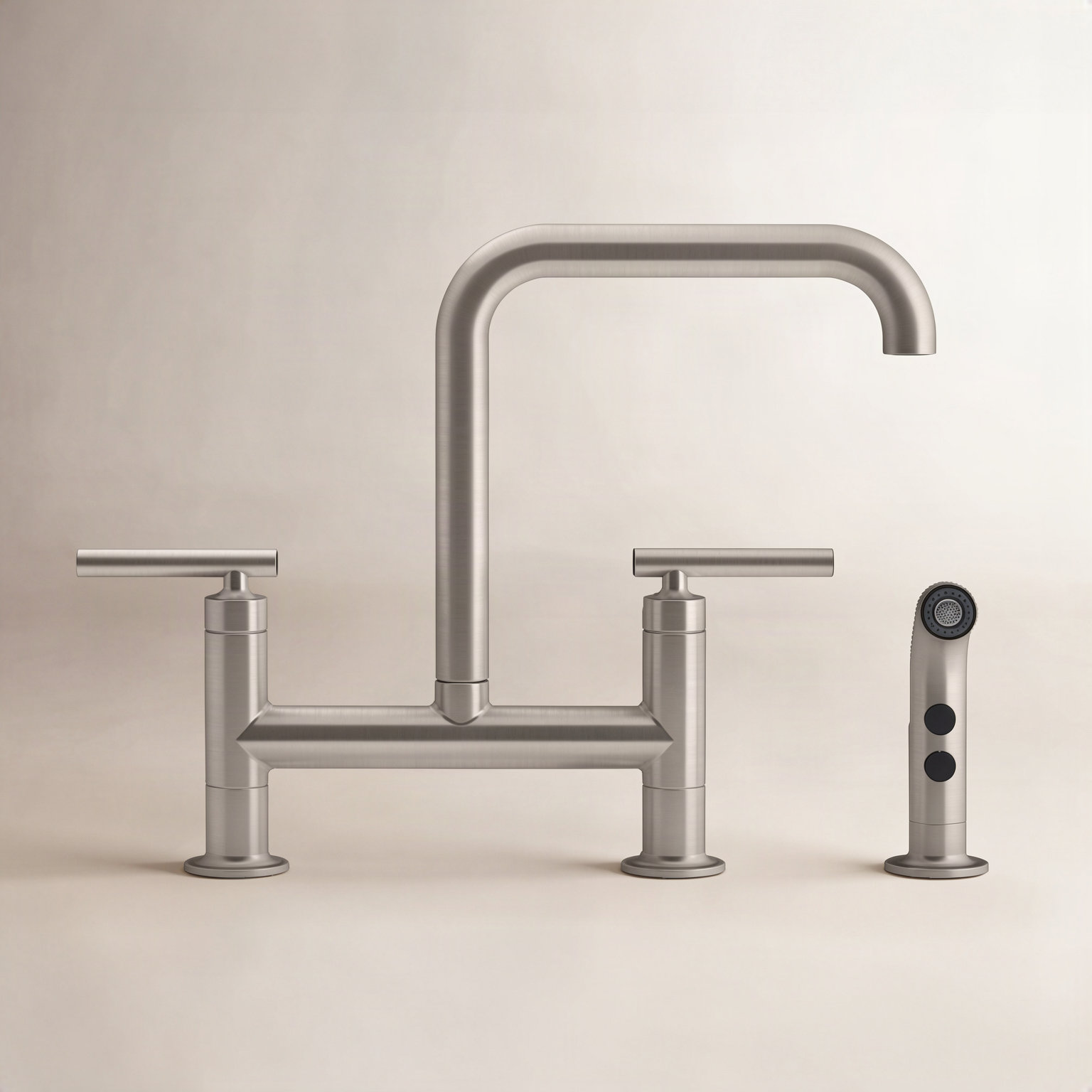 Kohler Purist Bridge Faucet with Sidespray, Vibrant Stainless