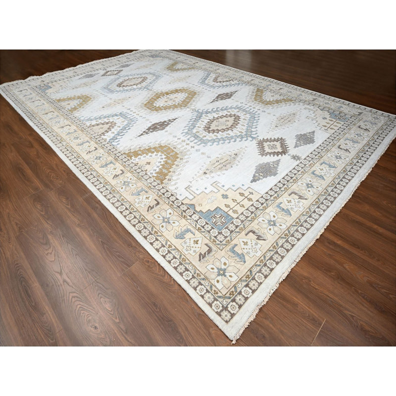 Tapis gris nouvel âge en laine 12 pi 3 po x 18 pi Zoryana