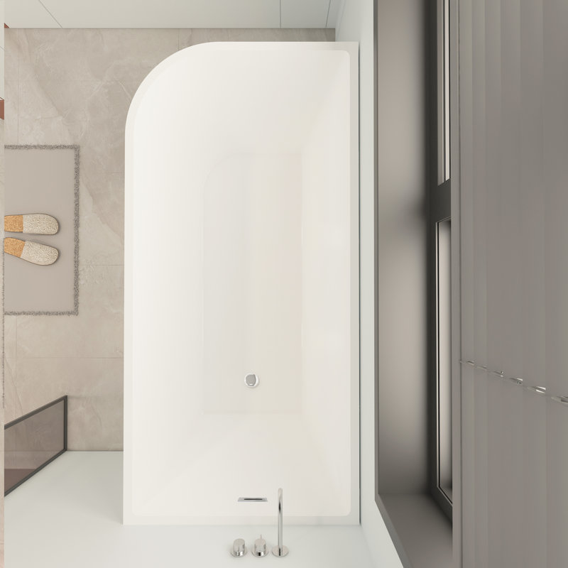 KDK HOME 67" x 28.7" Freestanding Corner Bathtub, Right Drain Acrylic Bathroom Tub with Overflow