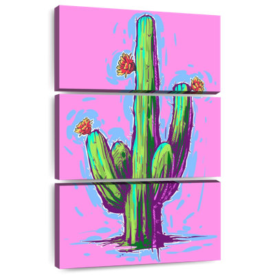 Cactus sur fond rose vif