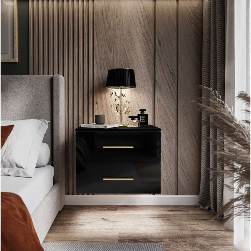 Adarian 55cm W Bedside Table, Black