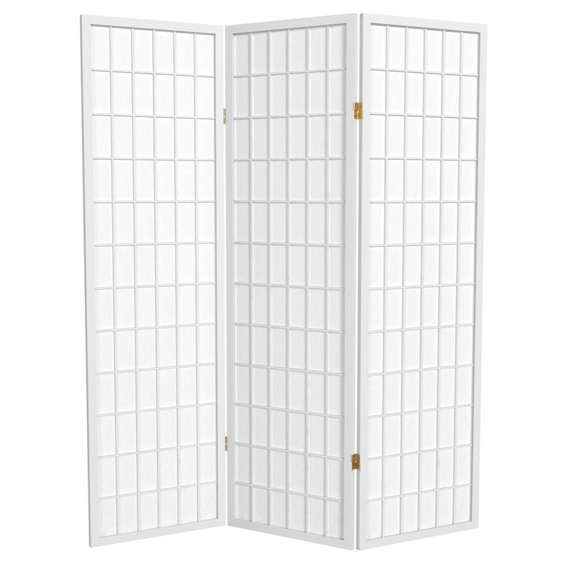 Alex 58.75" Tall Folding Room Divider, White, 3 Panels