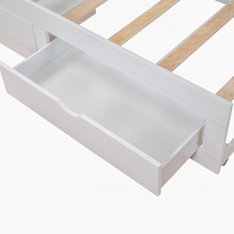 Wooden Daybed with Trundle Bed and Two Storage Drawers, Extendable Bed Daybed