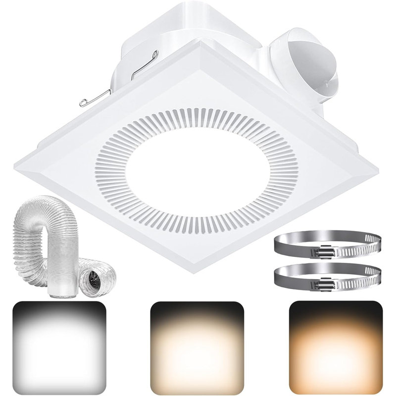 Ventilateur de salle de bain avec lumière, ventilateur de salle de bain carré amélioré