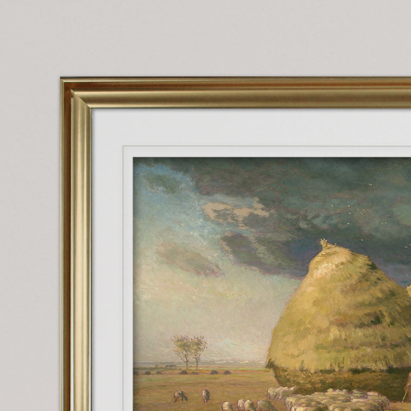 « haystacks automne », reproduction, H 28 po x l 38 po x P 1,5 po, Cadre doré