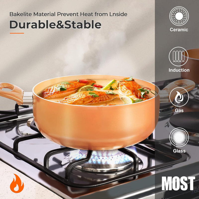 10-Piece Copper Non-Stick Aluminum Cookware Set