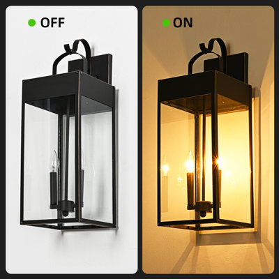 24 In. Oil Rubbed Bronze 2-Light Outdoor Wall Lantern Sconce With Clear Glass