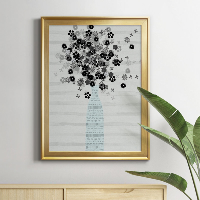 Bouquet de noir et blanc - cadre photo, impression sur toile, Or, H 22,5 po x l 30,5 po x P 1,5 po