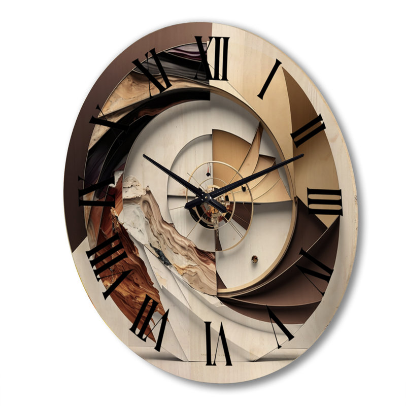 Caclulating the Universe Vintage Spiral Art IV - Abstract Spirals Oversized Wood Wall Clock, Extra Large