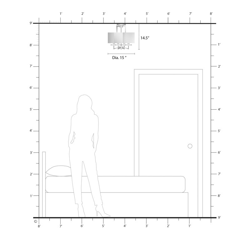 Lustre géométrique à 4 lumières Amenia, Bronze vieilli