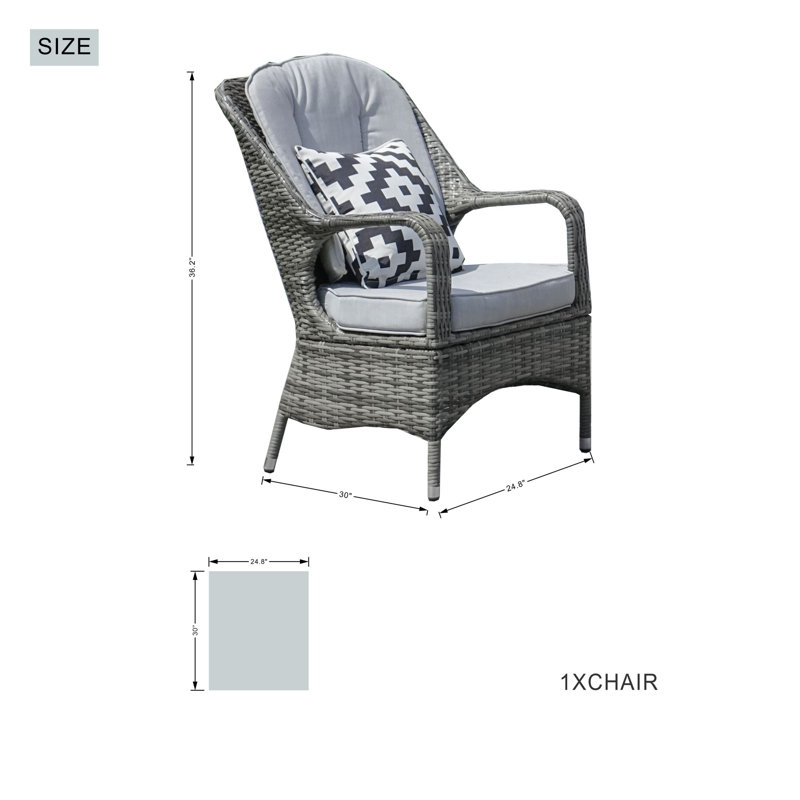 Yuva 2 - Person Wicker Patio Dining Set with Round Table , Cushions Included, Grey