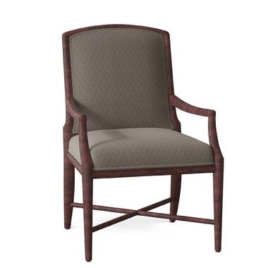 Jahidur King Louis Solid Wood Back Arm Chair (Set of 2) Gracie Oaks Frame Color: Natural, Upholstery Color: Brown