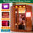 Far Infrared Corner Sauna for Two, Low EMF, Full Spectrum Infrared Therapy, Okoume Wood, LCD Display & LED Lights