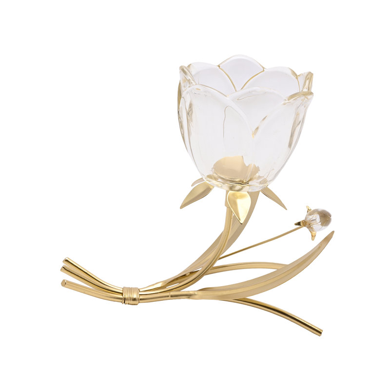 16.3Cm Glass Metal Tabletop Votive Holder