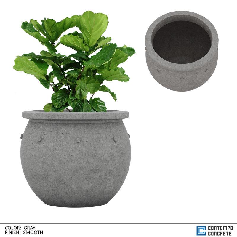 Jardinière Zena, Gris lisse, H 24 po x l 36 po x P 36 po