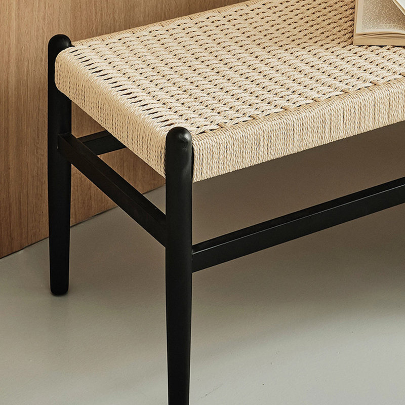Braeton Solid Wood Bench, Black, 17.32" H x 47.24" W x 17.72" D