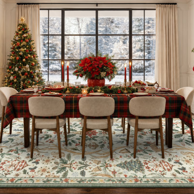  Tapis lavable rétro de Noël avec cerf Woodland, tapis décoratif à poils courts pour la cuisine du salon, de l'entrée et du salon